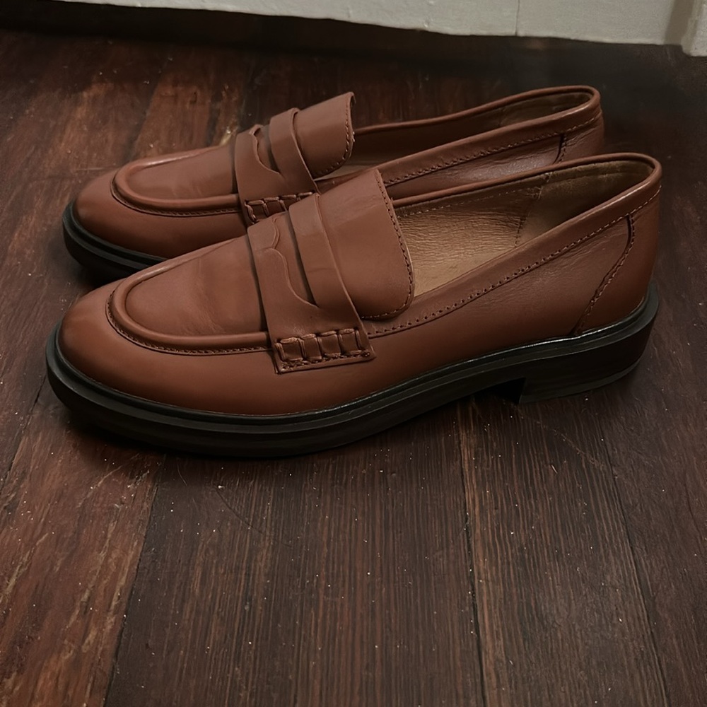 LIKE NEW Madewell The Vernon Dried Maple Brown Loafer Shoes - Picture 4 of 8
